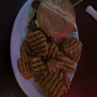 Black and Blue Bacon Burger