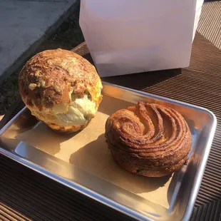 Brioche bun and kouign amann
