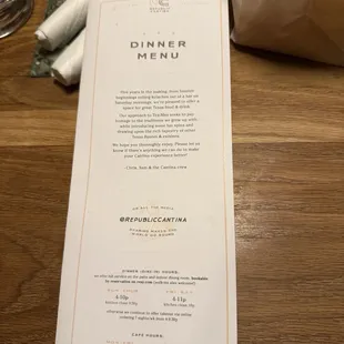 menu