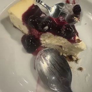 Blueberry compote cheesecake