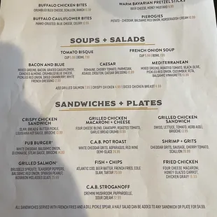 Limited menu