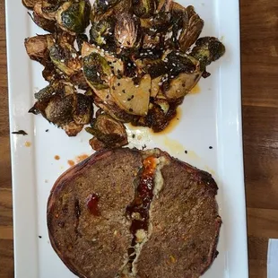 Bacon Wrapped Meatloaf with Brussels Sprouts