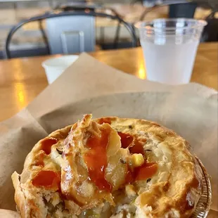 Chicken pot pie w/ hot sauce