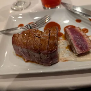 Ahi Tuna seared.  It was delicious