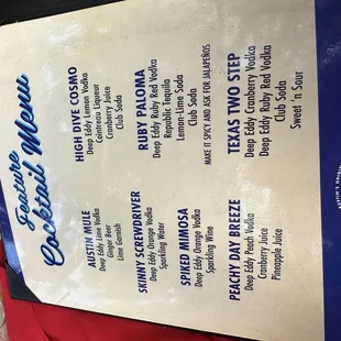 The featured cocktails