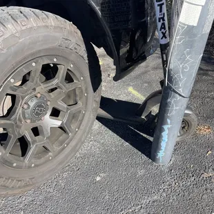 a close up of the tire of a vehicle