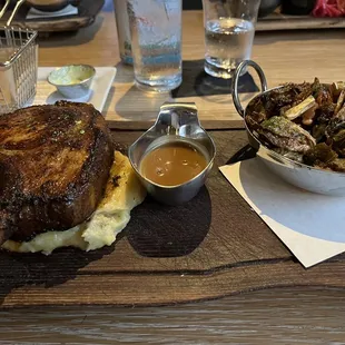 Smoked Bone-In Duroc Pork Chop and Crispy Brussel Sprouts