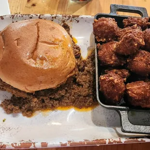 Hoppy joe and toter tots, not hush puppies