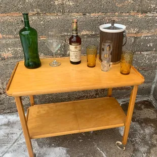 Collapsible Teak Bar Cart