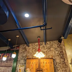 a bar with a wooden door