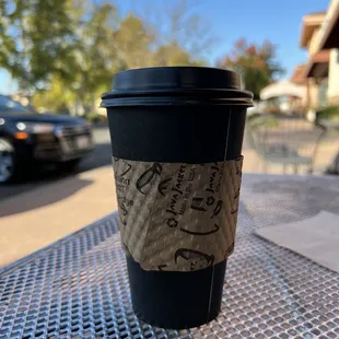 a cup of coffee on a table