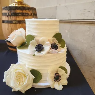 Flowers were provided by me but they had many style and decor options. The cake was traditional wedding cake with raspberry filling.