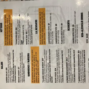 Food Menu Back as of March 2023