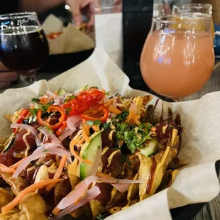 Poke Nachos and Berry Seltzer
