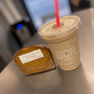 Coffee paired with our delicious pumpkin bread!