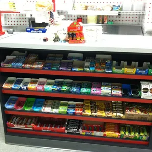 Candy gum and they also sell muffins cookies hard boil eggs and more