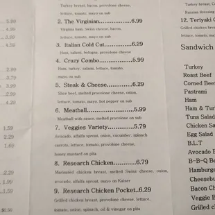Menu. Deli favorites