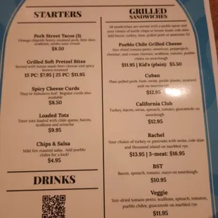 menu