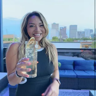 Enjoying the Houston skyline views from Reset Rooftop Bar in Midtown!