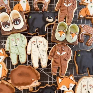 Woodland baby sprinkles cookies