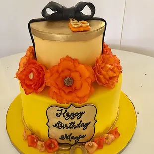 Caramel and chocolate cake for a 50th birthday.
