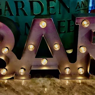 large marquee sign with light bulbs