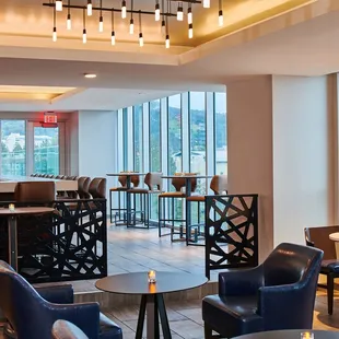 View from Study Hall Rooftop Lounge interior