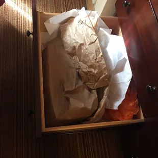 Garbage in drawer
