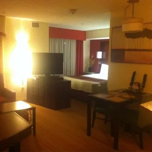 Kitchen on the right. It has space and clean