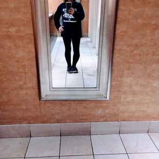 Ladies bathroom with a full length mirror ? Yes please lol! No toilet paper hanging off the back of my shoes  or anywhere else .