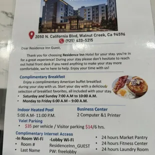 The sheet you need to read as the front desk staff communicates nothing to you.