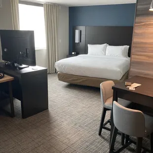 The bedroom area of our king studio room.