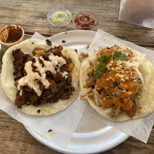 Chorizo taco and chicken taco