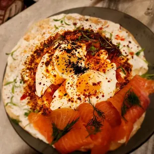 Turkish eggs with smoked salmon