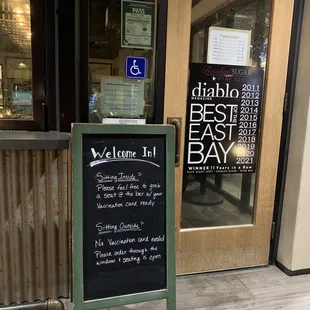 Vaccine needed to sit inside and drink or if  no vaccine order from the window   Awesome alternative!!!