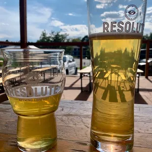 a pint and a glass of beer