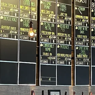 Beer menu