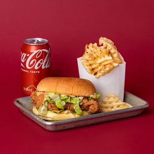 Sandwich Sack - fried chicken sandwich, waffle fries and choice of drink