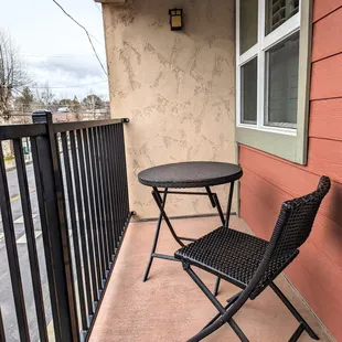 Table on private balcony