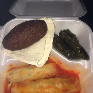 Kibbeh, grape leaves, &amp; cabbage rolls