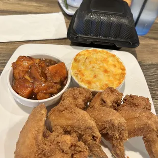 Whole 4 Chicken Wing Dinner with yams &amp; Mac