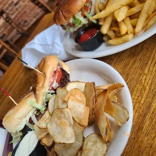 I got the lunch special coffee rubbed ribeye steak sandwich, cooked perfectly for medium rare.  My fiances burger was on point.