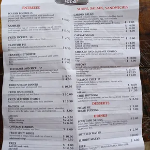 Sorry, it's crumpled, but it's the menu!