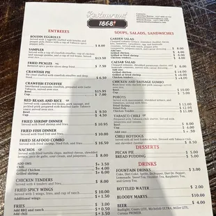 menu
