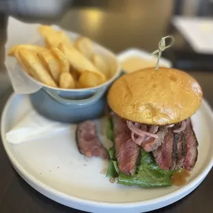 Steak sandwich ordered medium rare