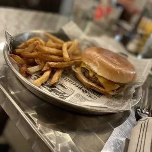 Kids cheese burger and French Fries