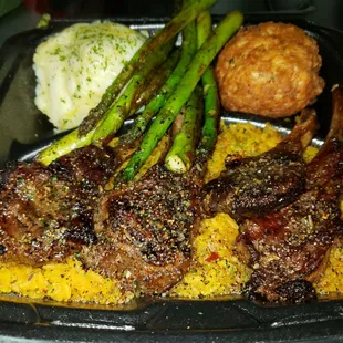 Our Famous Lamb chop with crab cake  Platter.