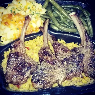 Lamb Chop over rice platter