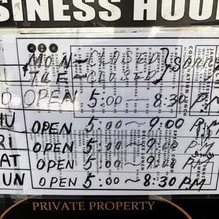 Heads up on these hours.