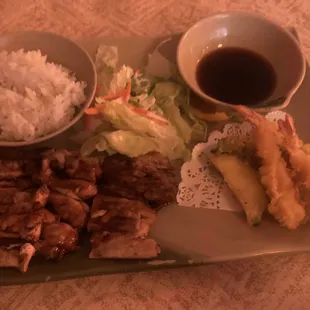 Teriyaki chicken with tempura